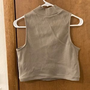 Everlane Taupe Ribbed Mockneck Tank